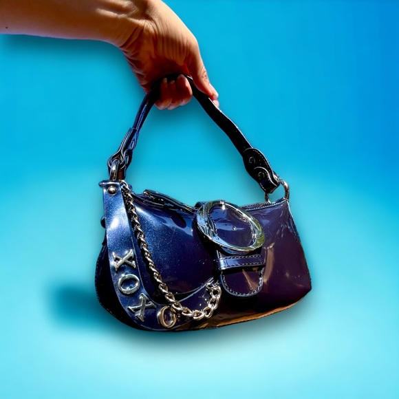 ⛓️Vtg Y2K XOXO Mini Hobo Shoulder Bag with Chain Patent PVC Micro Bag - Picture 2 of 6